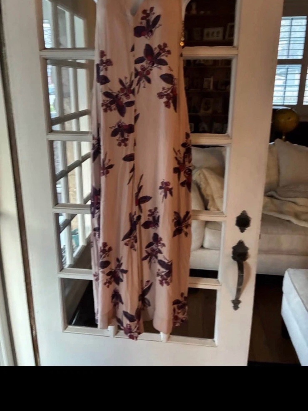Free People Blush Maxi Dress with Purple Floral Motif
